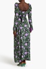 Cuarzo Peonia Ocaso cutout floral-print linen-jacquard maxi dress