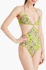 Cutout printed halterneck swimsuit