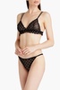 Glittered polka-dot stretch-mesh triangle bra