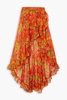 Del wrap-effect floral-print silk-chiffon midi skirt