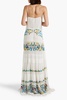 Corded lace-paneled embroidered chiffon maxi dress