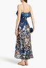 Embellished ruffled floral-print silk crepe de chine maxi dress