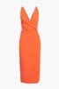 Wrap-effect stretch-crepe midi dress