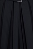 Belted pleated sateen skirt