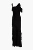 Crystal-embellished ruffled crepe gown