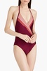 Striped halterneck swimsuit