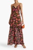 Ani ruffled printed silk-chiffon maxi dress