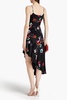 Anneli asymmetric floral-print sateen dress