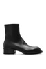 'stack' Black Round-toe Boots In Smooth Leather Man