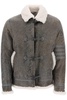 THOM BROWNE Gray Shearling Cropped Montgomery Jacket for Men