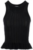 Ganni Ribbed Knit Tank Top With Spaghetti Straps