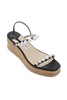 JIMMY CHOO Multicolor Woven Wedge Sandals Embellished with Pearls and Crystals