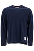 THOM BROWNE Men's Long-Sleeved Cotton T-Shirt with Signature 4-Bar Sleeve