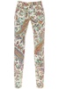 Paisley-printed High-waist Stretched Jeans