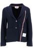 THOM BROWNE Elegant Cotton Knit Mini Jacket with Tri-Color Detail