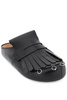 MARNI Men's Black Fringe Sandals with Mixed Metal Piercing