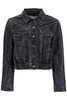 Ganni Cut Short Denim Jacket With Laser Cut