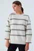 Carla Striped Loose Fit Pullover In Ecru/Grey