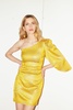 Lizi One Shoulder Yellow Jacquard Mini Dress