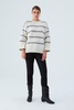 Carla Striped Loose Fit Pullover In Ecru/Grey