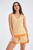 Paru Knitted Sleeveless Top & Shorts  Matching Set In Beige / Orange