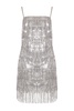 Silvi Silver Sequin Fringe Cocktail Dress