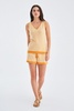 Paru Knitted Sleeveless Top & Shorts  Matching Set In Beige / Orange