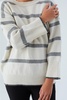 Carla Striped Loose Fit Pullover In Ecru/Grey