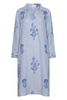 Tourist Hand Printed Stripe Linen Tunic Dress - Blue And White