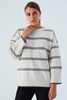 Carla Striped Loose Fit Pullover In Ecru/Grey