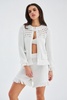 Miyoki Knitted Crop Cardigan & Shorts Matching Set In Off-White