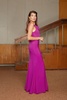 Linea Magenta Pink Long Evening Gown With Cowl Neck