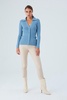 Polo V-Neck Ribbed Knit Cardigan - Glacier Blue