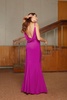 Linea Magenta Pink Long Evening Gown With Cowl Neck