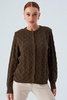 Alisa Openwork Cardigan In Brown