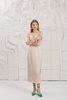 Kamea Beige Satin Cowl Neck Midi Dress