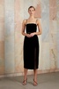 Amya Black Silk Velvet Midi Cocktail Dress