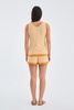 Paru Knitted Sleeveless Top & Shorts  Matching Set In Beige / Orange