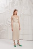 Kamea Beige Satin Cowl Neck Midi Dress