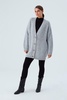 Maya Brass Mesh Long Knit Cardigan - Grey