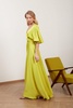 Solene Lime Green Satin Long Evening Dress With Butterfly Sleeves