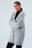 Maya Brass Mesh Long Knit Cardigan - Grey