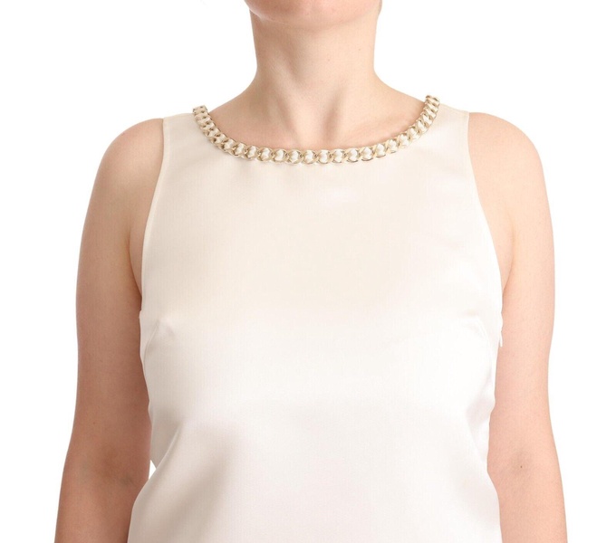 Elisabetta Franchi White Polyester Sleeveless Mini Shift Dress