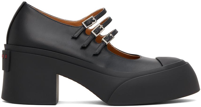 Black Pablo Triple-Buckle Mary Jane Heels