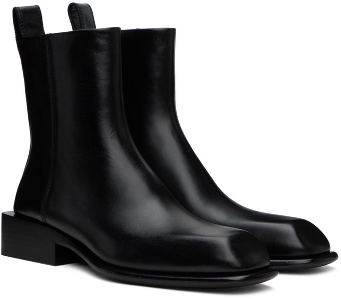 Black Throttle Leather Ankle Boots