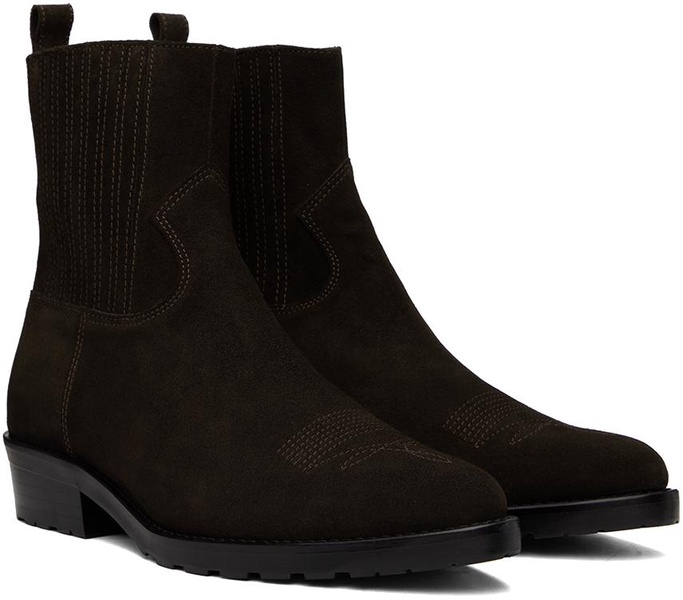 SSENSE Exclusive Brown Embroidered Chelsea Boots