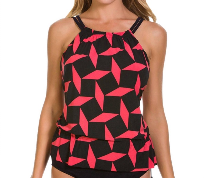 gridlock jodi high neck underwire tankini top in coral