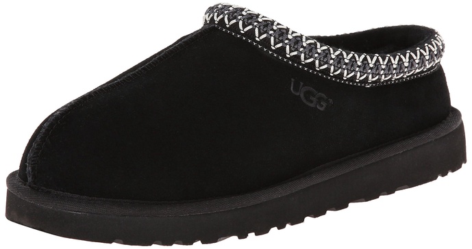 Tasman Black Sheepskin Embroidery Trim Mules