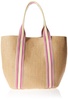 The Drop Women's Tracy Large Canvas Detail Straw Tote, Pink Stripe, One Size