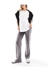 Mamalicious Maternity over the bump ribbed wide leg pants in dark gray